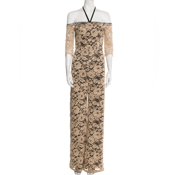 Alexis Lace Off-Shoulder lined Jumpsuit halter - Picture 1 of 16